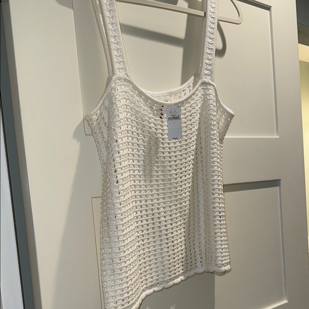 GAP Cream Ribbed Sleeveless Tank Top sz l
